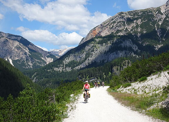 Radweg, Berge im Hintergrund