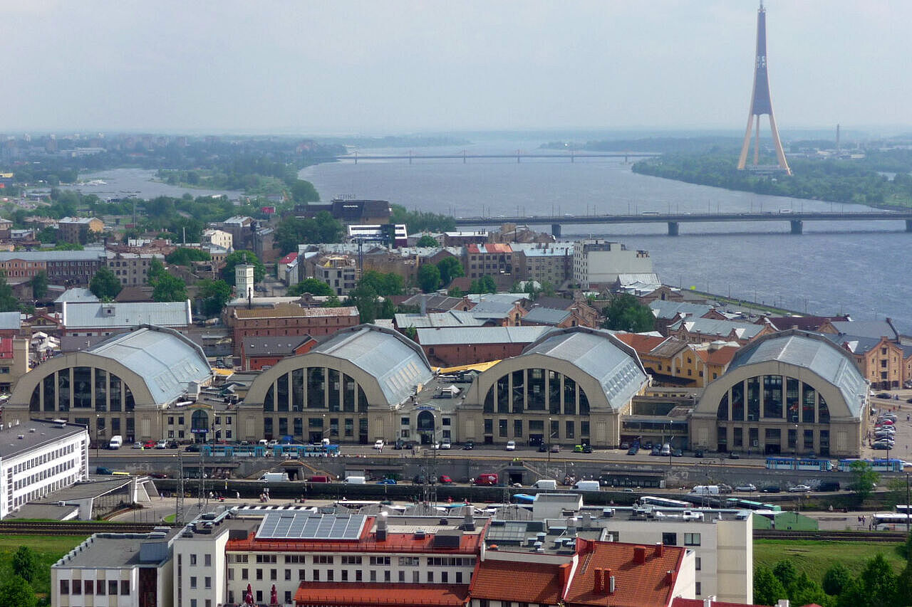 Blick von oben auf Riga